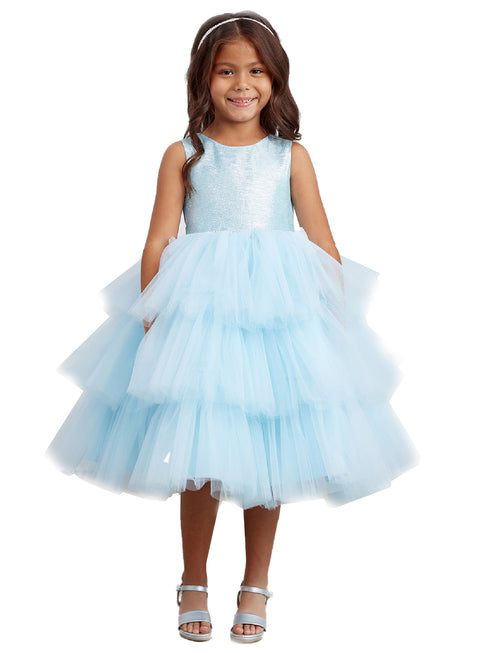 Tul en capas con purpurina metálica multicolor para niñas grandes para dama de honor junior 2-12